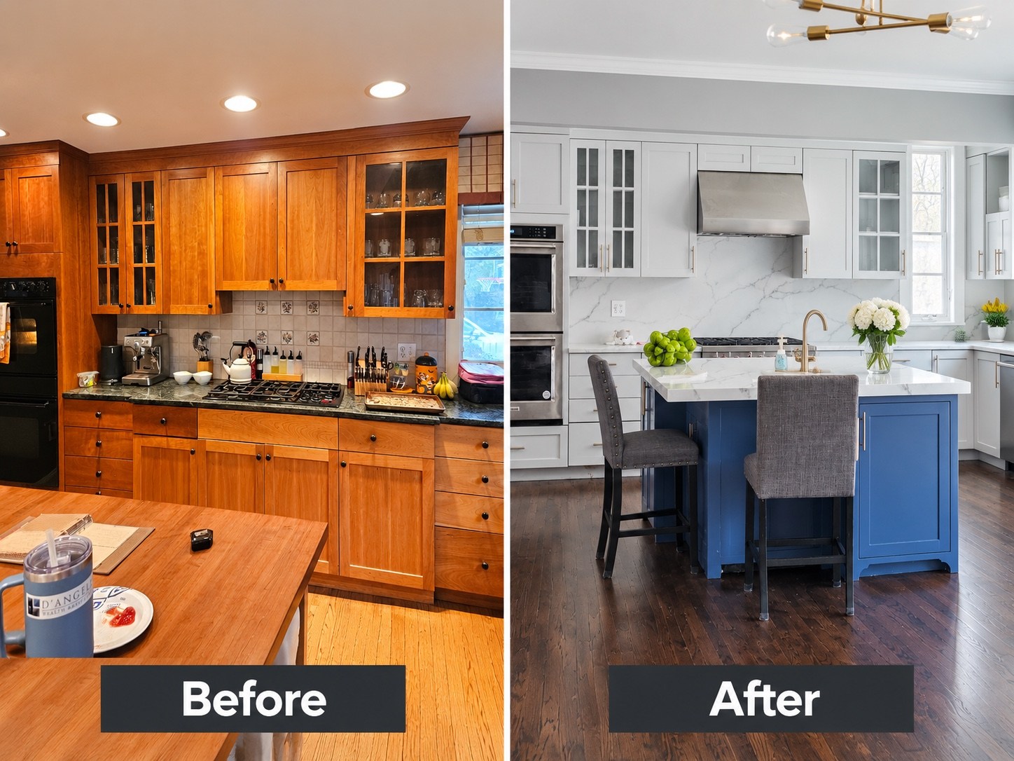 Before and after kitchen remodeling