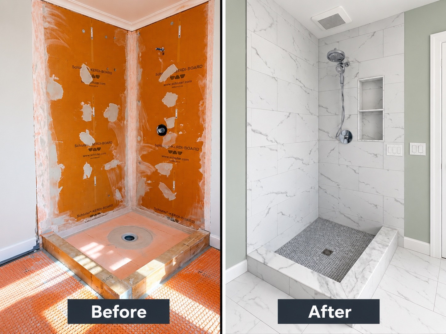 Before and after shower renovation